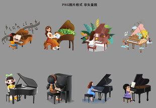 钢琴女孩素材