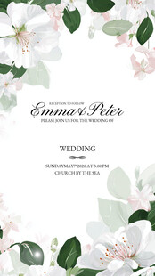 清新花卉婚礼请柬模板