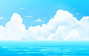 蓝天蓝海梦幻云朵景观