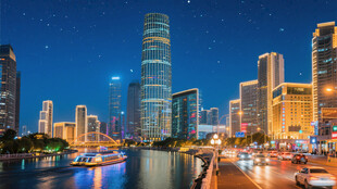 天津城市夜景璀璨风光摄影