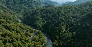 青山绿水间的蜿蜒河流