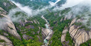 云雾缭绕的壮美山间景色