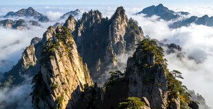 黄山奇峰云海壮丽景观