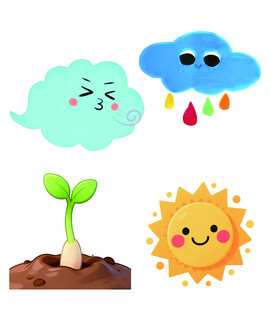 可爱天气与植物卡通形象