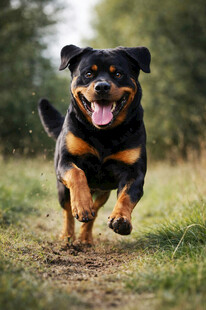 奔跑的罗威纳犬