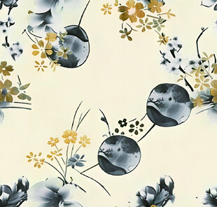 中式花卉水墨风图案设计