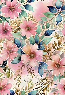 水彩粉色花卉图案背景
