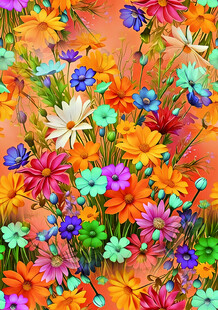 缤纷多彩的花卉图案