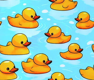 可爱小黄鸭水中畅游图案