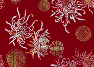 中式传统红色花卉图案