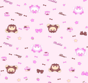 可爱卡通动物花卉图案背景