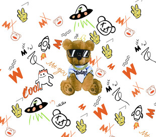 卡通小狗与趣味图案背景