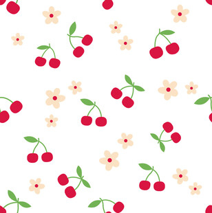 樱桃花卉图案背景图