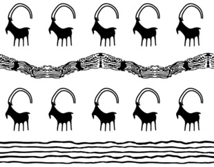 黑白动物几何图案装饰画