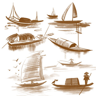 古风船只插画集