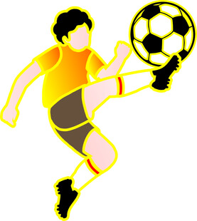 足球运动员踢球