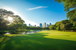 城市旁的绿意盎然