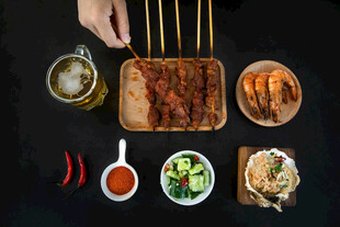 多样烧烤美食丰盛摆拍