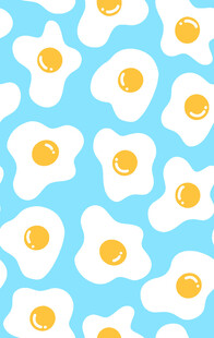 蓝色背景上的荷包蛋图案