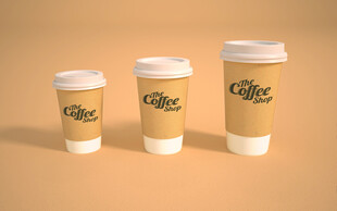 三个纸质咖啡杯展示