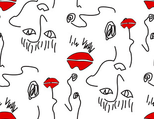 手绘风表情图案无缝背景