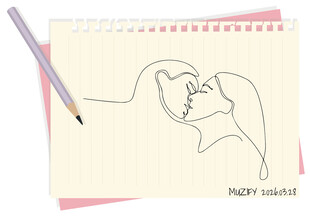 线条画 情侣简笔画