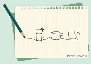 线条画 饮料杯