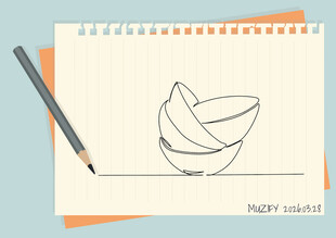 线条画 叠碗