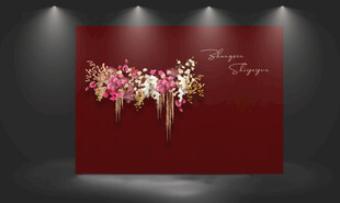 石榴红订婚宴背景设计