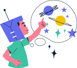 男孩畅想浩瀚宇宙奇观