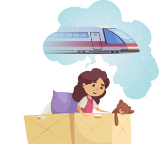 女孩与猫畅想乘高铁出行