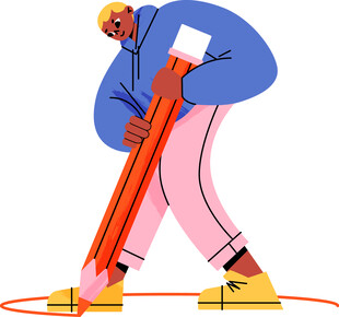 男子持巨笔专注作画