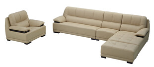 米色组合沙发及单人椅