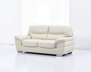 米白色双人皮质沙发展示
