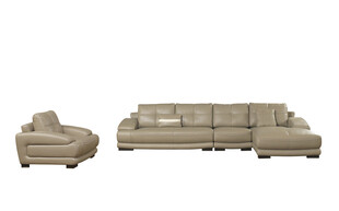 米色皮质沙发组合