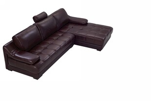 深棕色转角皮质沙发