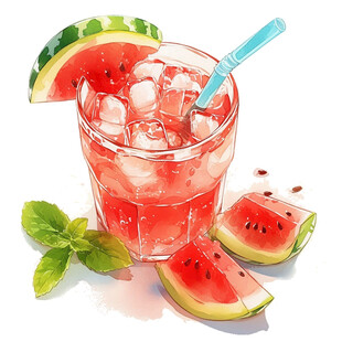 西瓜冰饮清凉夏日滋味