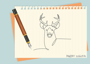 线条画 鹿