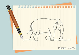 线条画 大象