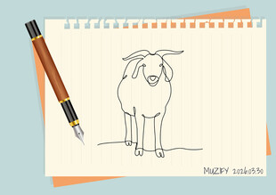 线条画 羊