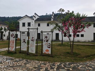 乡村白墙建筑与文化展示区