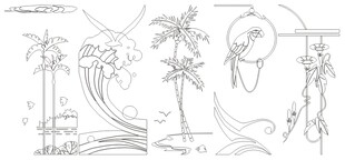 移门图案 装饰线条画 素描模板