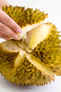 剥开的香甜榴莲果肉