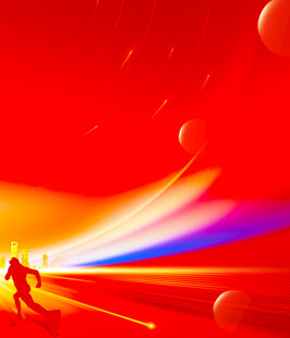 红色科幻风的光影场景