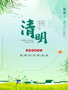 蓝背景下的清明素雅花枝