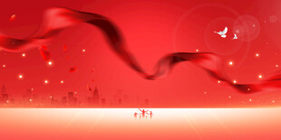 红色飘带喜庆背景图