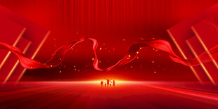 红色科幻风舞台场景