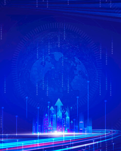 梦幻蓝调未来感城市夜景