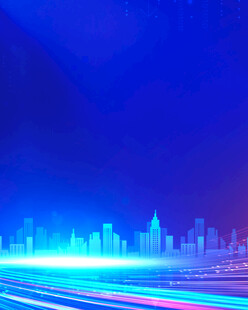 梦幻蓝色城市光影夜景