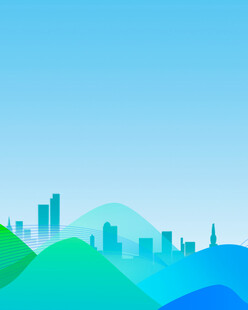 城市与山峦的梦幻天际线